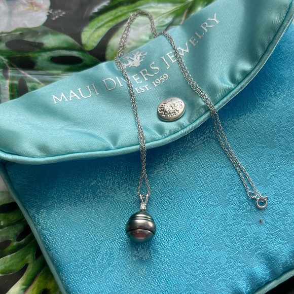 14k Maui Divers Tahitian Pearl diamond necklace! NWOT! 🥰 - Picture 2 of 8